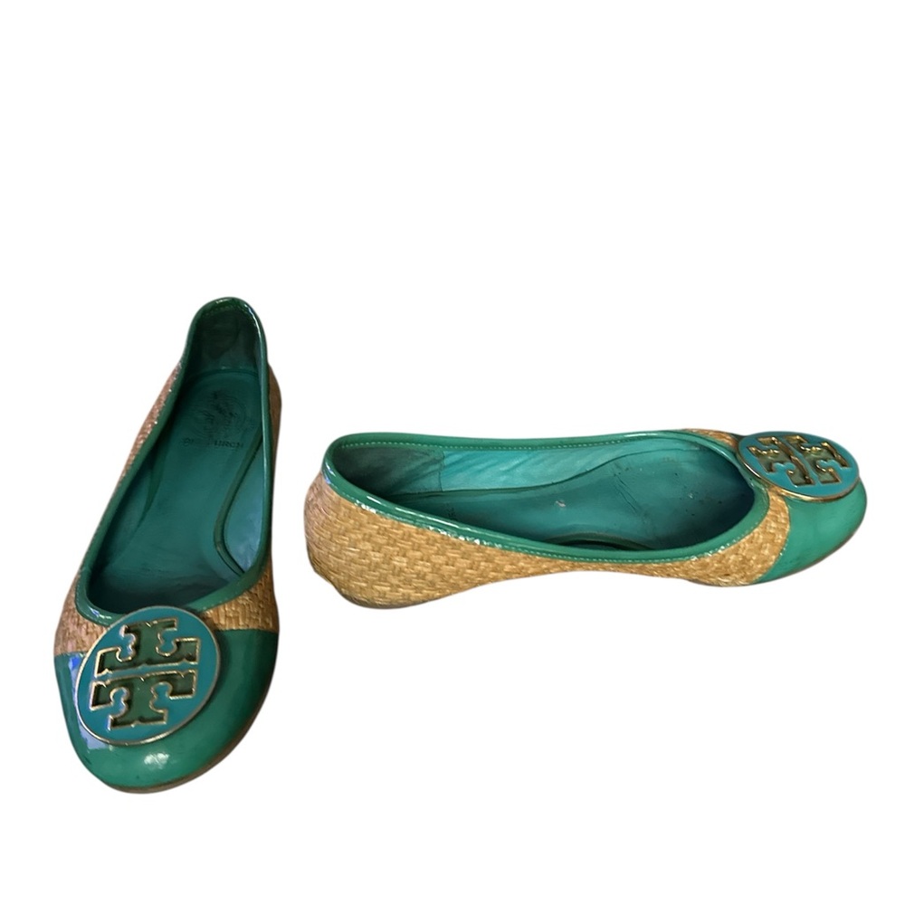 TORY BURCH Teal and Tan Ballet Flats - Picture 3 of 8